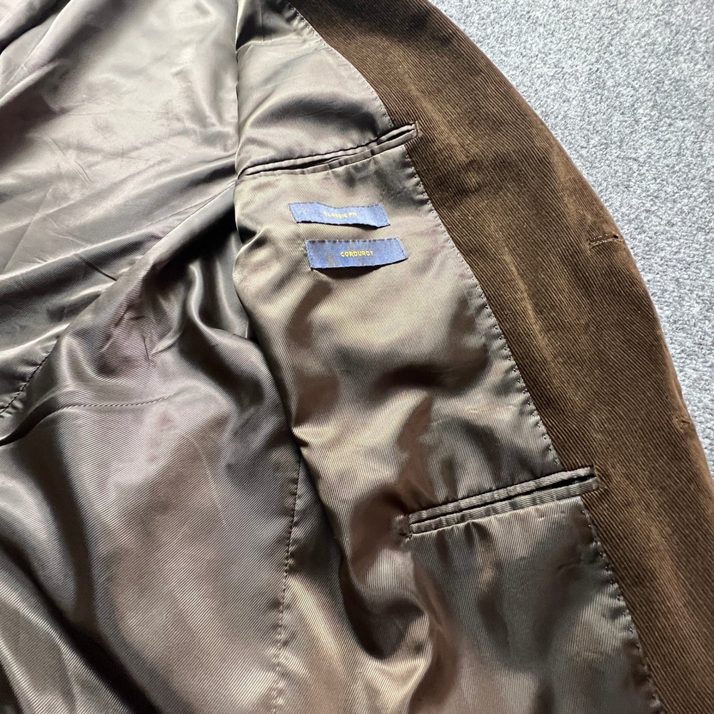 Stafford Signature Mens 44R Brown Corduroy Blazer Sportcoat Elbow Patches Jacket - Picture 14 of 16